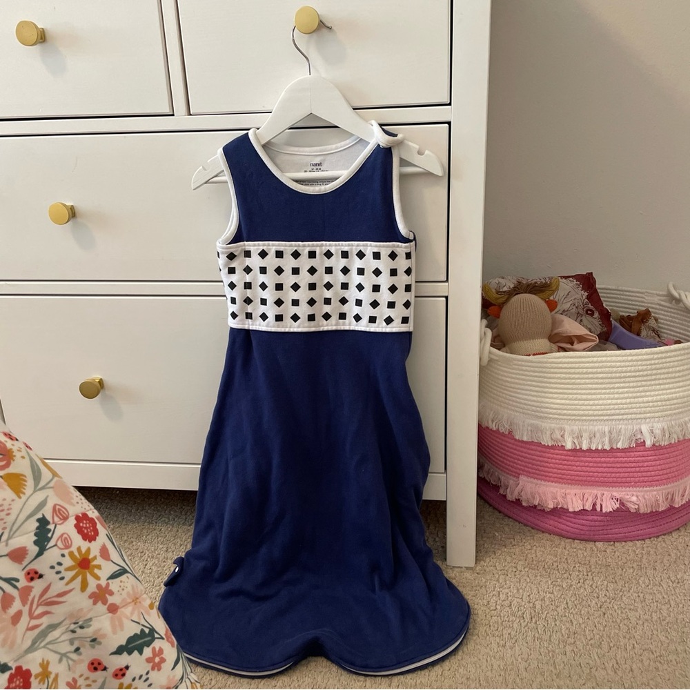 Navy and White Kids Sleep Sack with Geometric Band
